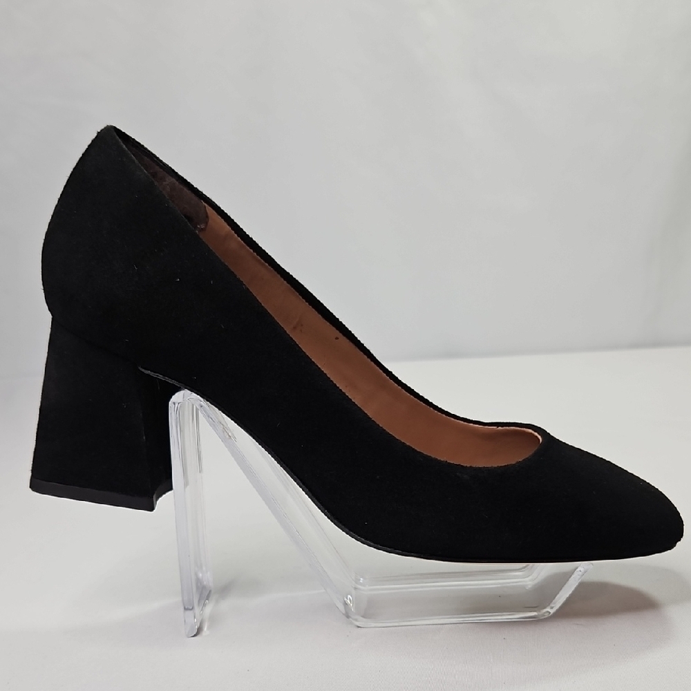 Gianni Bini Black Suede Pumps With Block Heels Women's Size 6.5